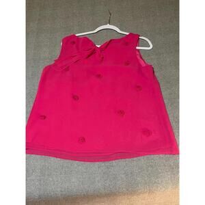 RSVP by Talbots Top Womens Watermelon Pom Pom Top Size Large Sleeveless - HOT!
